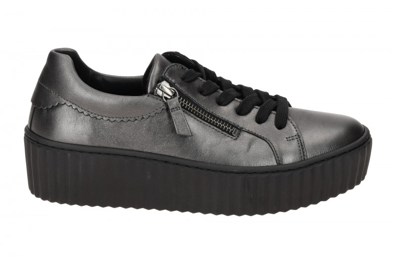 Gabor Schuhe grau Plateau Sneakers seidenmatt 53.200.69