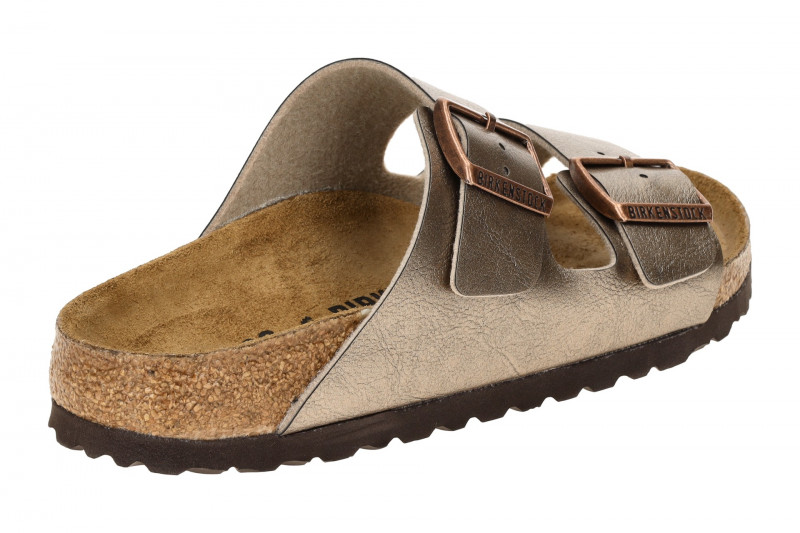 Birkenstock Arizona Pantolette taupe braun metallic SCHMAL 1029439