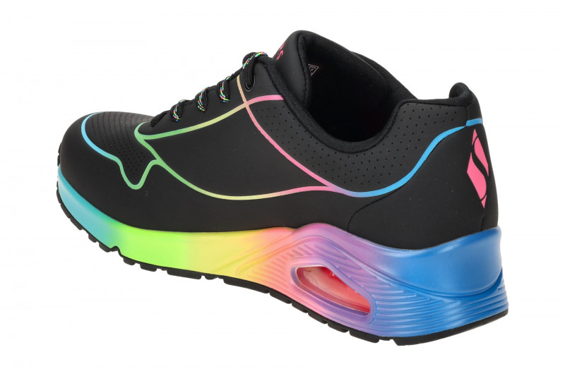 Skechers Uno Schuhe schwarz bunt Linien 155148