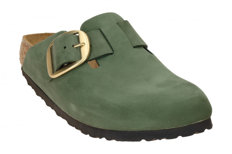 Birkenstock Boston Big Buckle Clogs Pantoletten grün thyme SCHMAL 1028033
