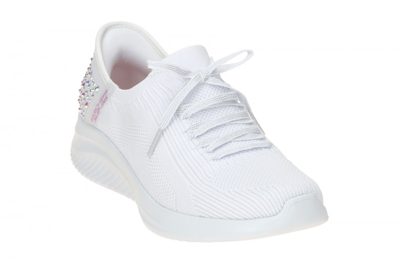 Skechers Ultra Flex Slipper Schuhe weiß Glitzer Slip-Ins 150175