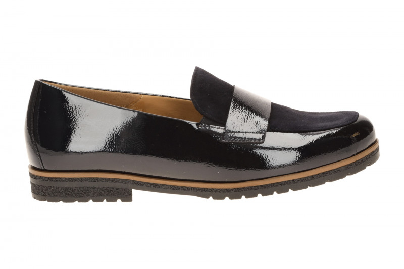 Gabor Schuhe Slipper blau Lack Velour Loafer 4005.01