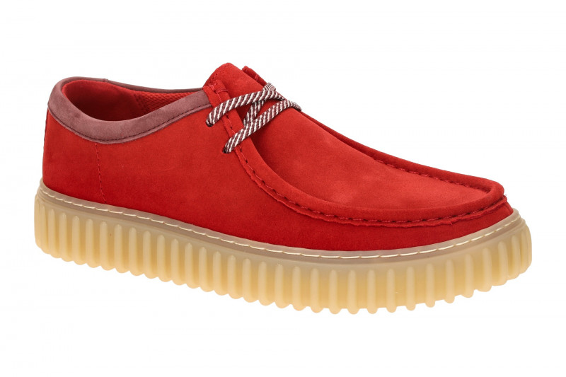 Clarks Torhill Lo Schuhe rot Velour Herren 26187379