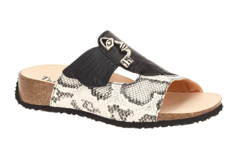 Think Mizzi Pantoletten schwarz weiß Schuppen 124