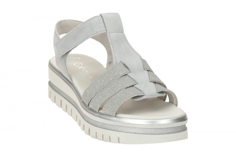 Gabor Plateau Sandalen grau Glitzer T-Steg 64.625.19