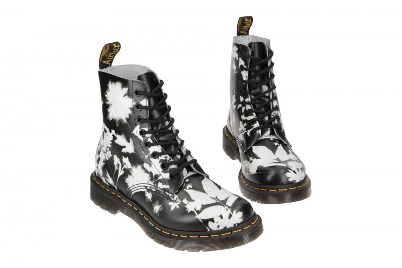 Dr Martens Pascal Stiefel schwarz weiß Blumen 1460
