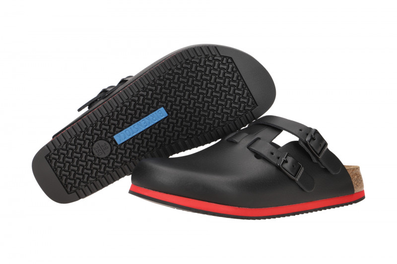 Birkenstock Kay Pantolette Clogs schwarz rot Schmal-Weit 582636