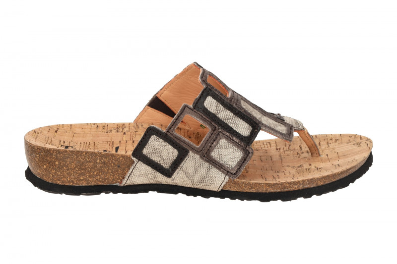 Think Julia Pantolette Zehentrenner grau taupe Viereck 1136