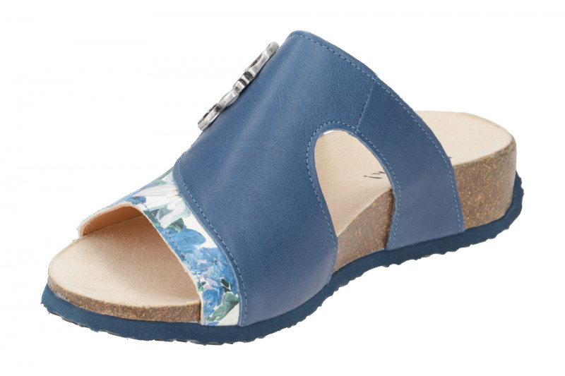 Think Mizzi Pantolette blau grün Blumen 124