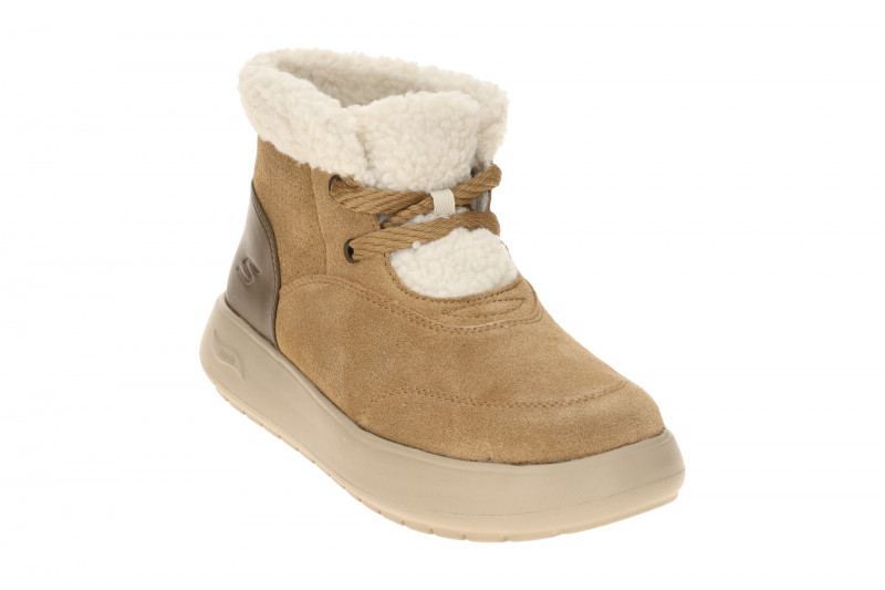 Skechers Go Walk Stiefeletten braun Fellkragen dünn gefüttert