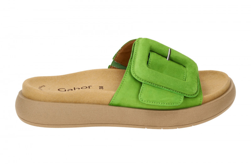 Gabor Plateau Pantolette grün Velour 63.751.11