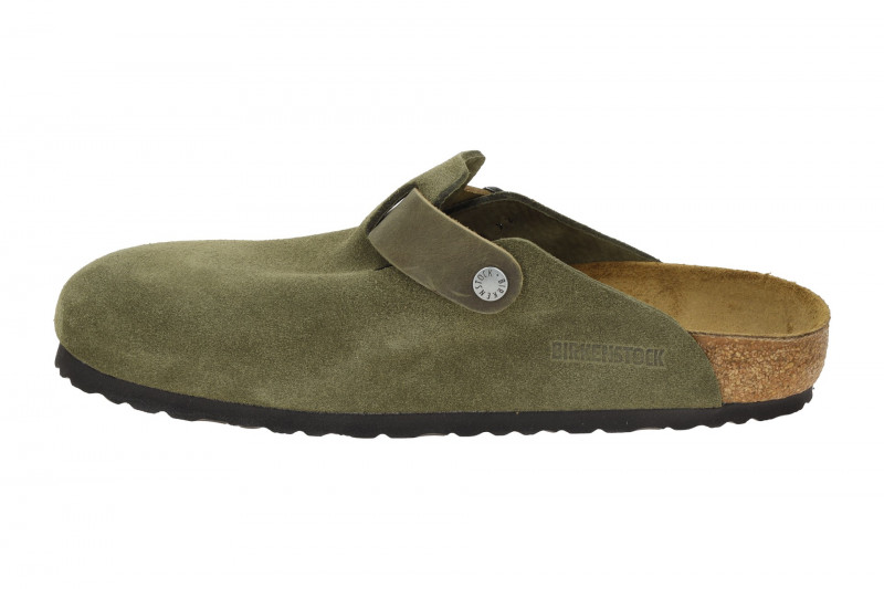 Birkenstock Boston Clogs Pantoletten grün Velour Normal-Weit 1028067
