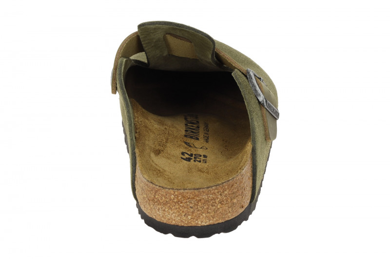 Birkenstock Boston Clogs Pantoletten grün Velour Normal-Weit 1028067