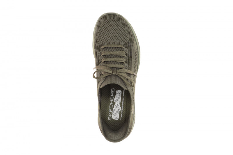 Skechers Ultra Flex Slipper Schuhe grün olive SLIP-INs 150447