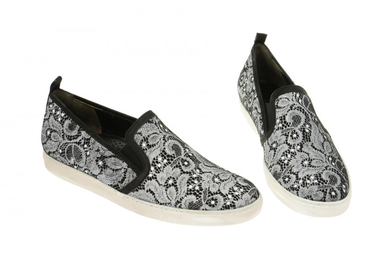 Paul Green Schuhe schwarz weiß spitze 4244