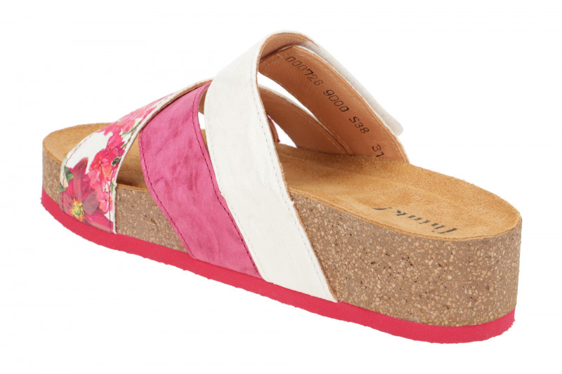 Think Papu Plateau Pantolette pink weiß Blumen 728