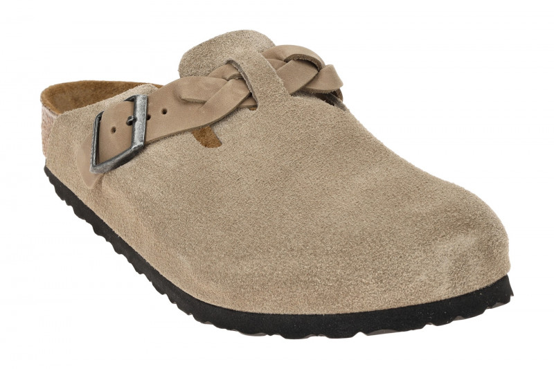 Birkenstock Boston Braided Clogs Pantolette taupe grau Normal-Weit 1026667