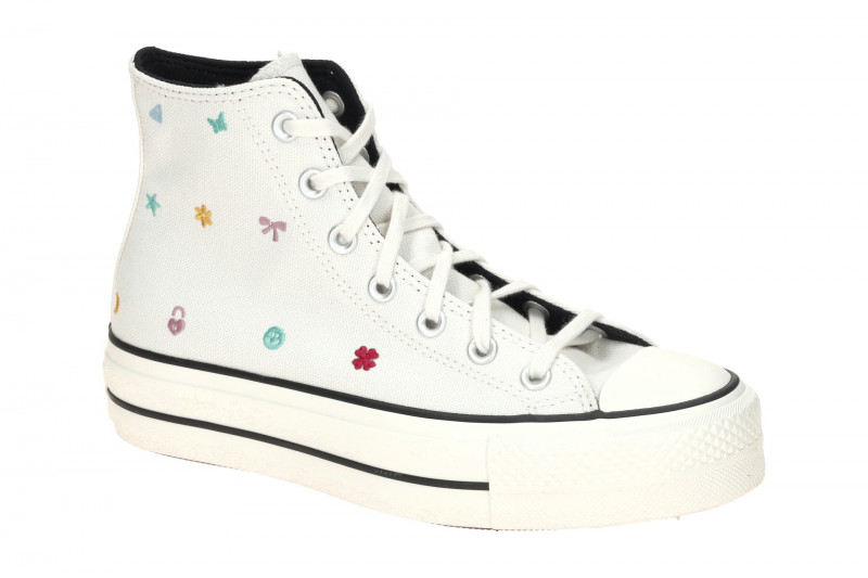 Converse Schuhe Chuck Taylor All Star Plateau weiß Lift Hi Stickerei