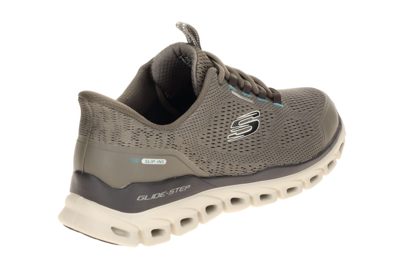 Skechers Glide Step Schuhe taupe grau Herren SLIP-INS wasserdicht 233014