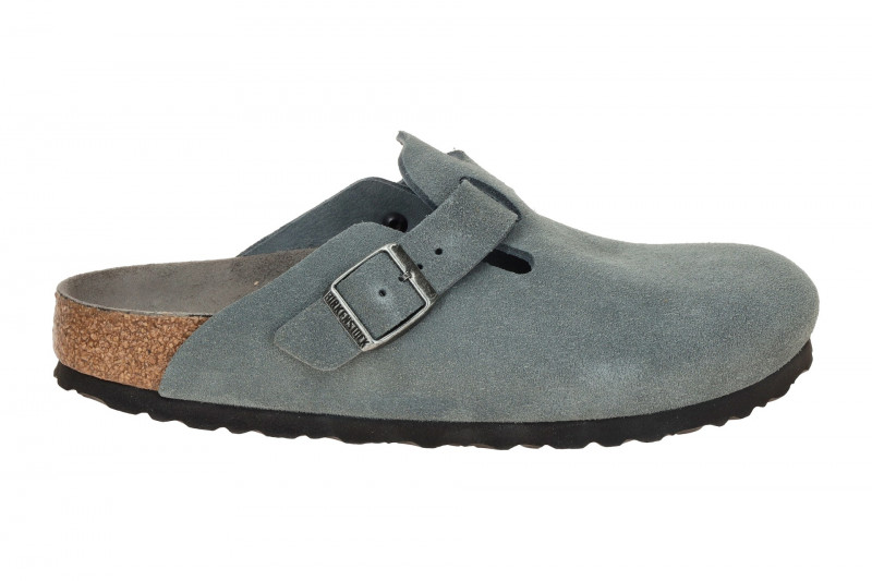 Birkenstock Boston Pantolette grau NORMAL-WEIT Weichbettung 1030870