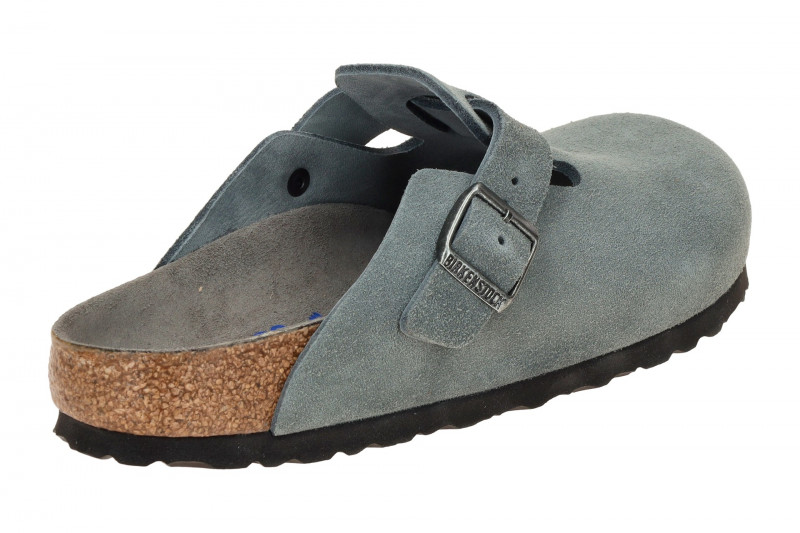 Birkenstock Boston Pantolette grau NORMAL-WEIT Weichbettung 1030870