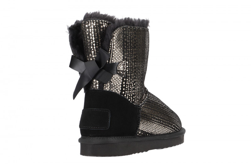 Oog Stiefel schwarz silber Schleife Boots