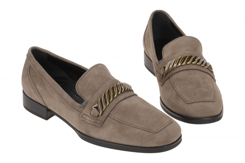 Gabor Schuhe Slipper grau braun Velour G-Weite 32.433.20