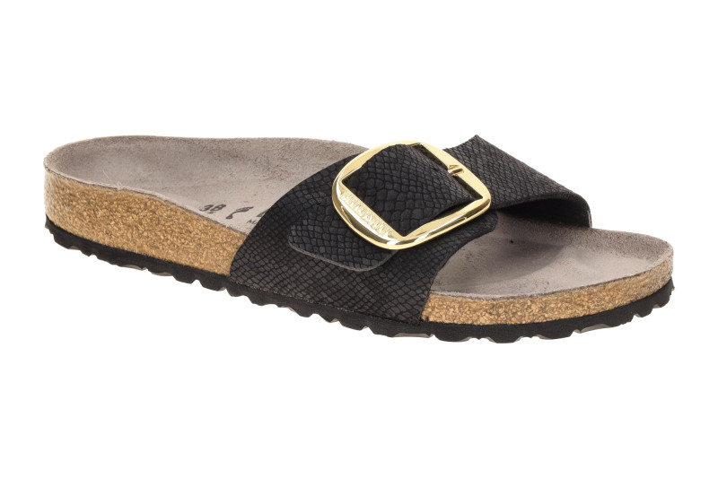 Birkenstock Madrid Big Buckle Pantolette schwarz Python Schmal 1032965