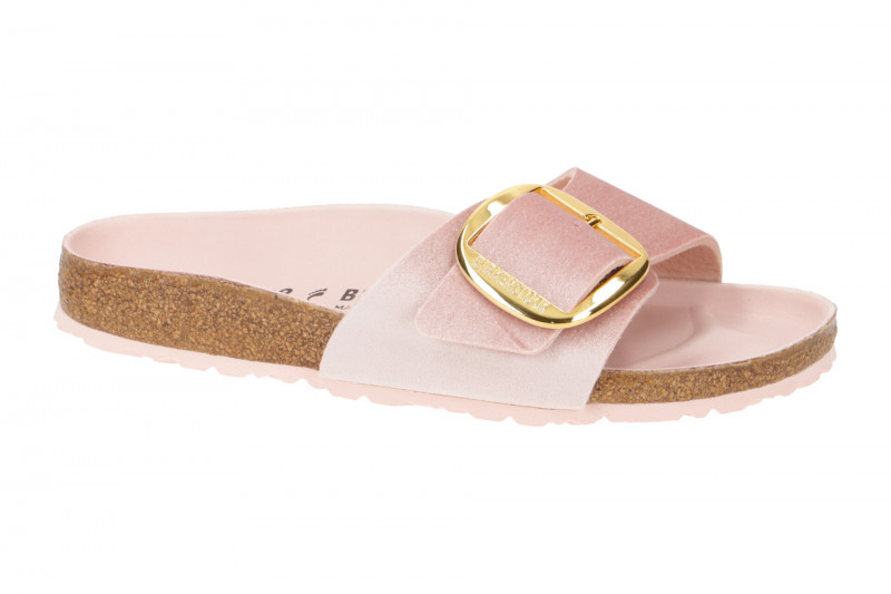 Birkenstock Madrid Big Buckle Pantolette rosa Samt Schmal 1023564