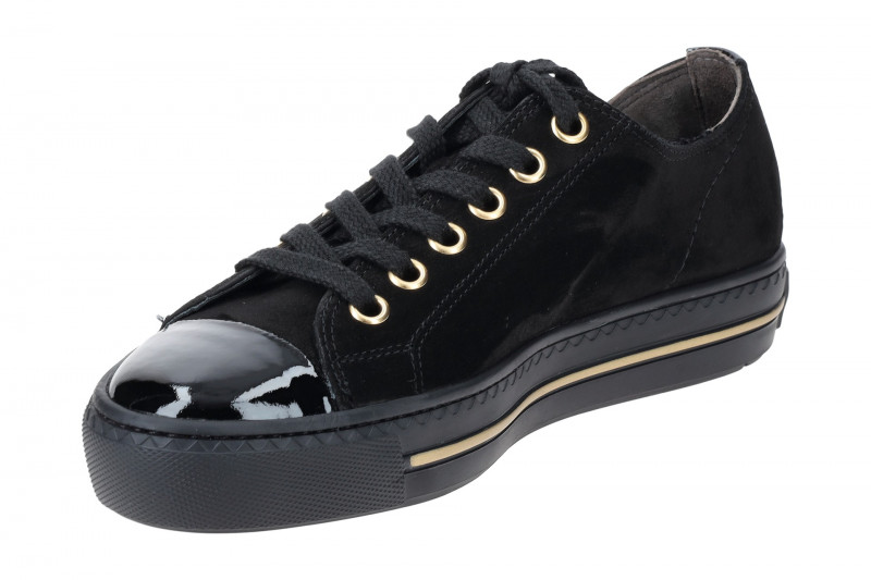 Paul Green Sneaker Schuhe schwarz Samt Lack 4977