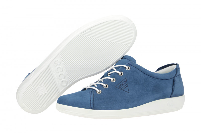 Ecco Soft 2 Schuhe blau weiß Damen Sneakers