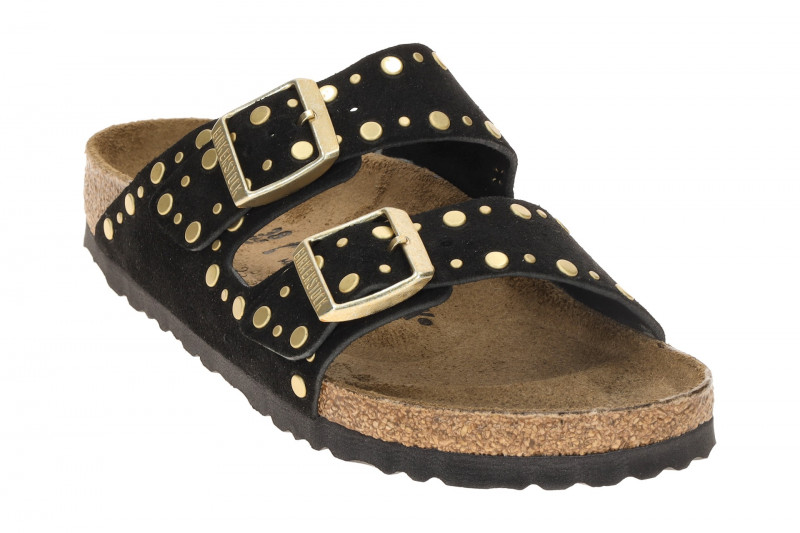 Birkenstock Arizona Rivet Border Pantolette schwarz SCHMAL 1030348