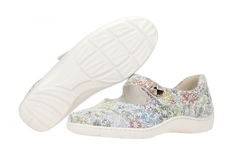Waldläufer Henni Mary-Jane Schuhe weiß Blumen 496309