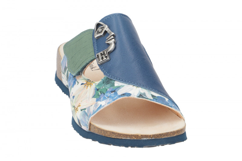 Think Mizzi Pantolette blau grün Blumen 124
