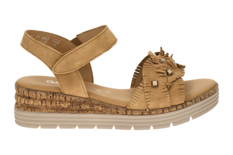 Gabor Keil Sandale braun Velour Fransen 82.704.35