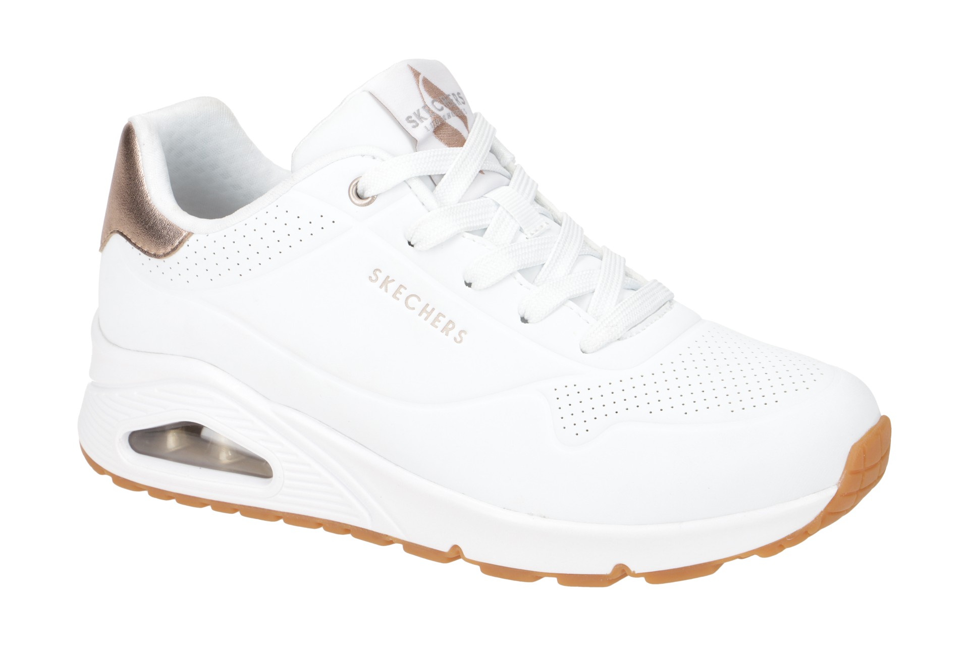 Skechers Schuhe UNO weiß Damenschuhe sportliche Schnür-Halbschuhe 177094 WHT NEU