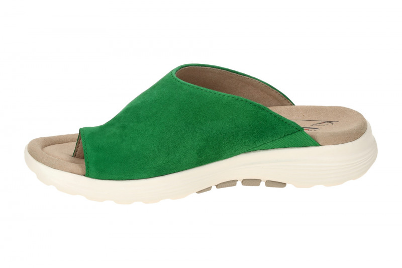 Gabor RollingSoft Zehentrenner Pantolette grün Velour 46.812.34