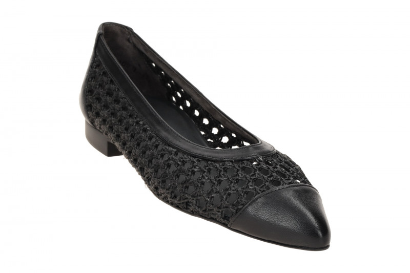 Paul Green Ballerinas schwarz geflochten 1153