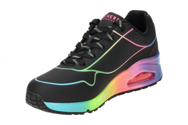 Skechers Uno Schuhe schwarz bunt Linien 155148