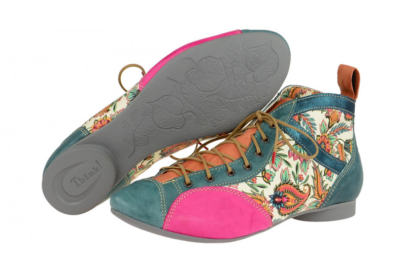 Think Guad Stiefelette blau pink kombi