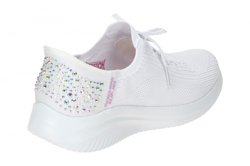 Skechers Ultra Flex Slipper Schuhe weiß Glitzer Slip-Ins 150175