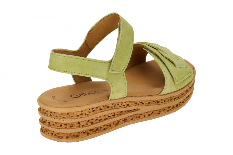 Gabor Fashion Plateau Sandalen grün limette Samt 44.553.11