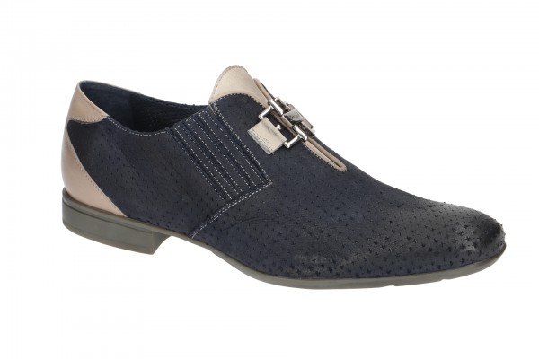 Bello Slipper Schuhe blau grau perforiert BL442