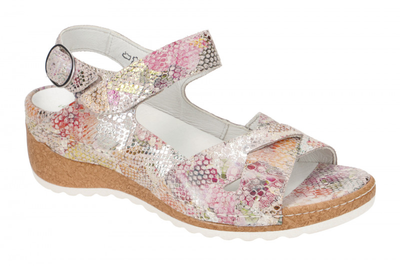 Waldläufer Hanila Sandale rosa bunt Glanz Effekt 306005