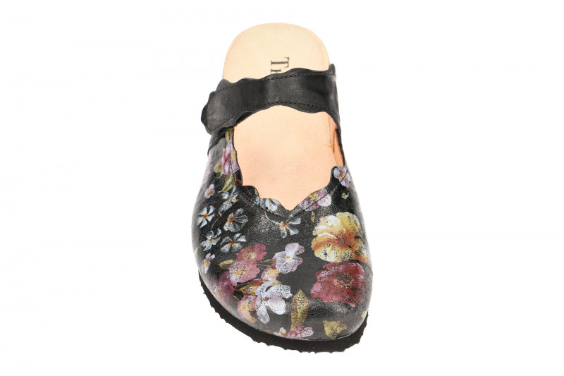 Think Julia Pantolette schwarz Blumen Clogs