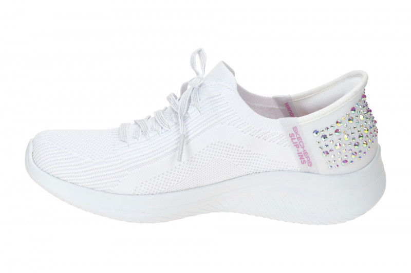 Skechers Ultra Flex Slipper Schuhe weiß Glitzer Slip-Ins 150175