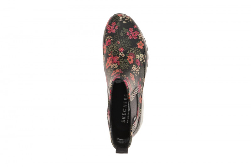 Skechers Uno Regen Stiefel schwarz Blumen Gummistiefel