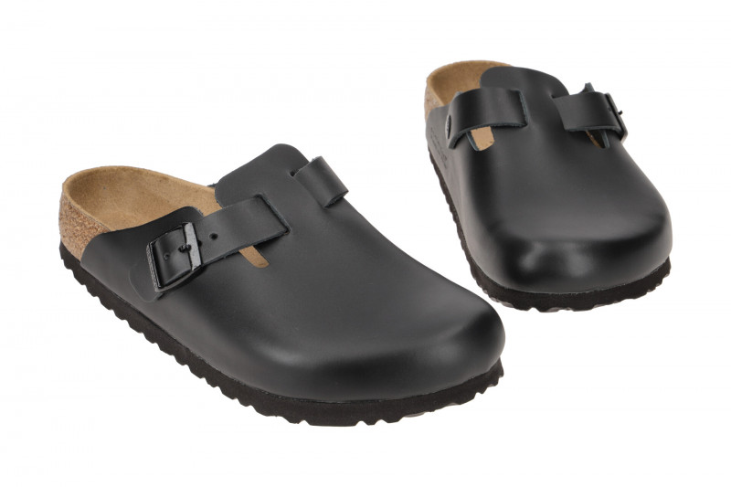 Birkenstock Boston Pantolette schwarz Glattleder Normal-Weit 60191
