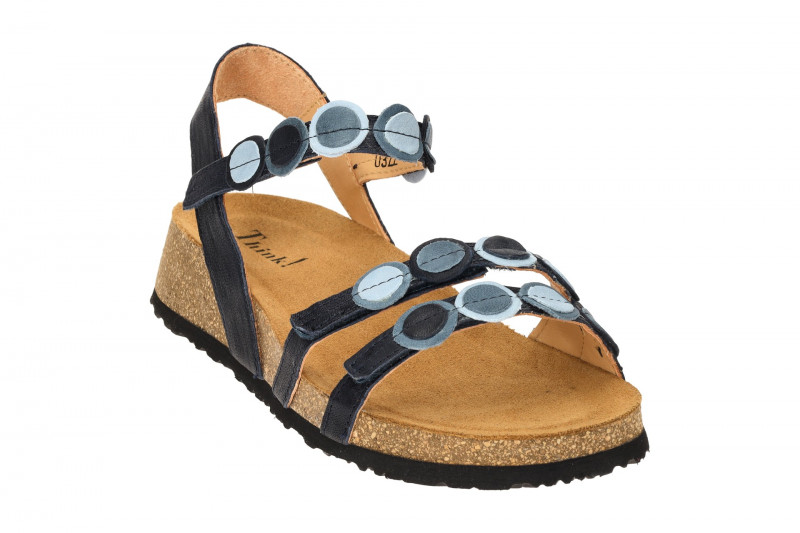 Think Koak Sandale blau Leder Punkte 322