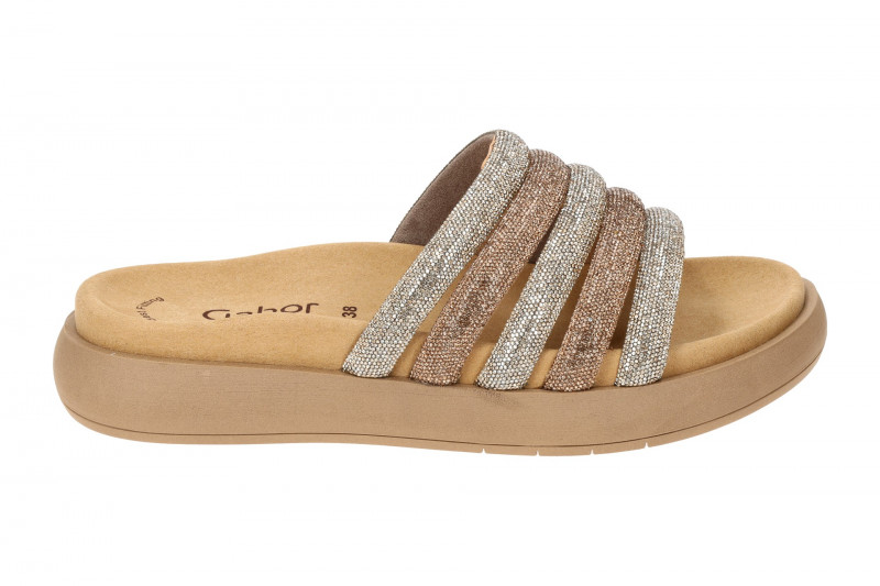 Gabor Plateau Pantolette gold kombi Strass 83.752.82